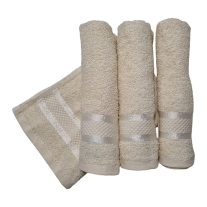 Комплект от 4 кърпи за ръце, 30 x 50 см, 100% памук, 400 г/м², бежови
