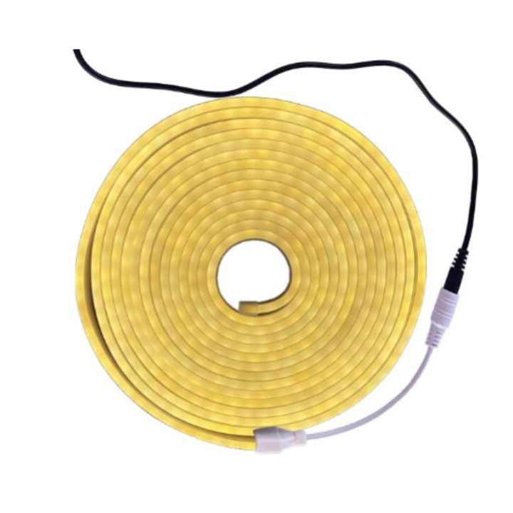 ЖЪЛТА неонова LED лента 12V 5m източник на захранване