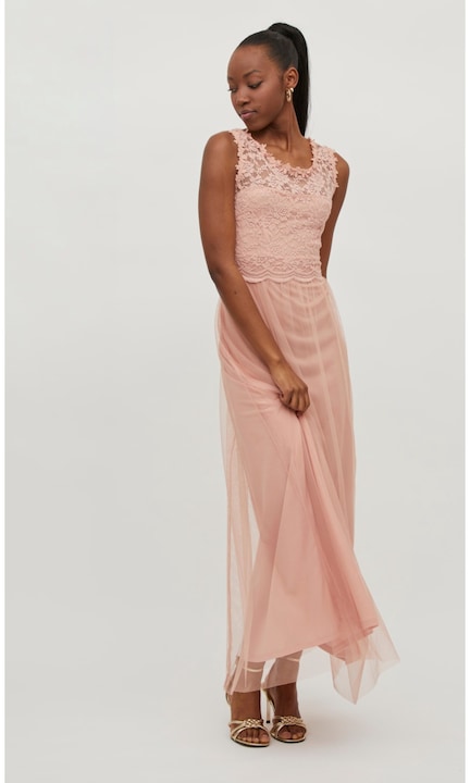 Hosszú női ruha VILA, 4840, Elegáns, Poliészter, Rózsaszín