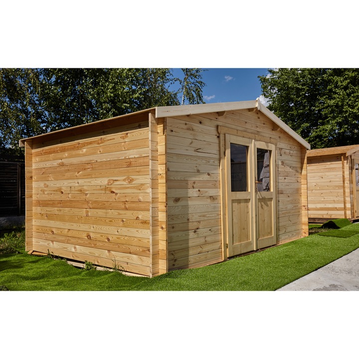 Casuta de gradina PRIMO 3980 x 2980 mm, grosime 28 mm, natur