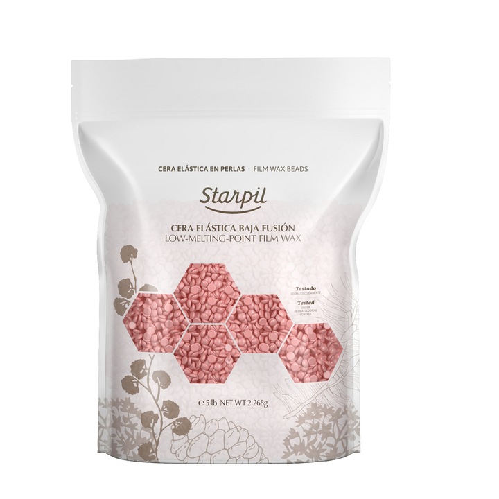 Традиционен екстра еластичен восък за обезкосмяване, за многократна употреба, Starpil розови гранули 2,268 кг