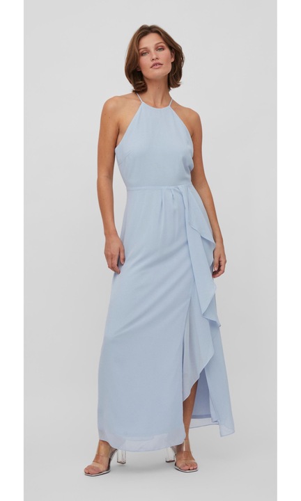 Hosszú női ruha VILA, 5478, Elegáns, Poliészter, Kék, 44