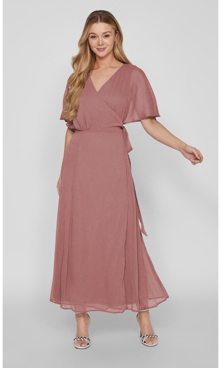 Hosszú női ruha VILA, 6910, Elegáns, Poliészter, Barna