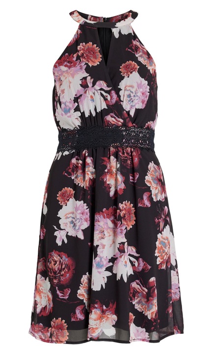 Hosszú női ruha VILA, 6977, Elegáns, Poliészter, Fekete