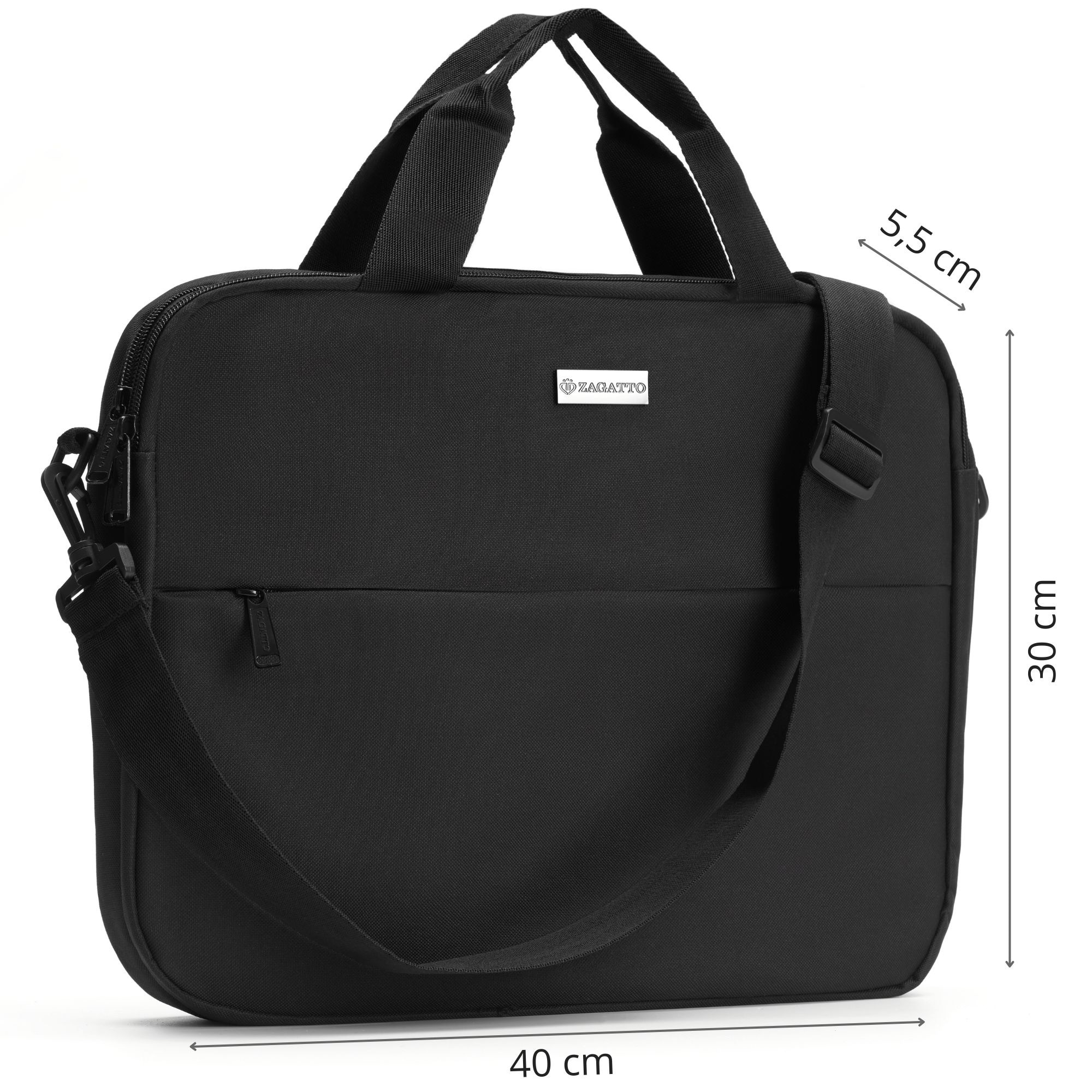 Geanta laptop dama, barbat, 15.6 inch, Zagatto®, Gri, 40x30x5,5 cm, Doua compartimente, Impermeabila, Eleganta, Business, Curea de umar reglabila si detasabila, Atasabila la troler, Pentru notebook, ZG870