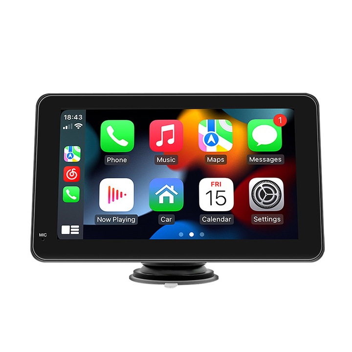 Navigatie Auto universala cu display 7 inch cu Touch screen Dasbo®, Apple Carplay si Android Auto, Bluetooth, Radio FM, Handsfree, AUX, negru