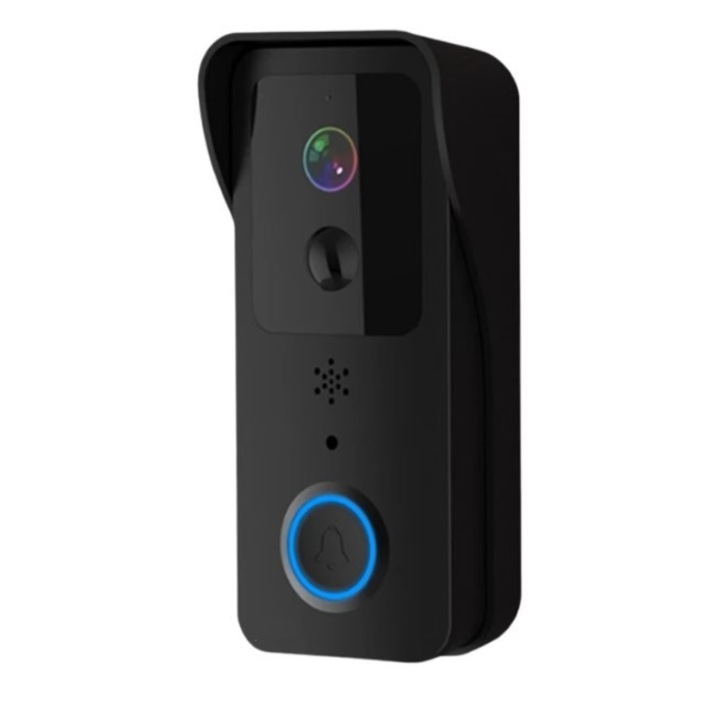 Sonerie video inteligenta, Night Vision, Senzor de miscare IR, comunicare bidirectionala, notificari in timp real, nu include baterii, neagra