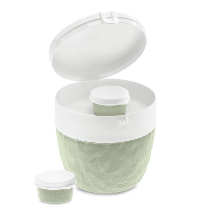 Doboz salátához és szószhoz, BENTOBOX L, 3 elem, KOZIOL - organikus zöld