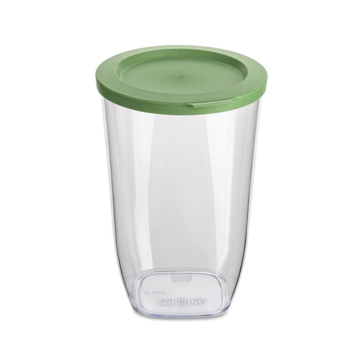 Recipient din plastic CONNECT pentru alimente vrac, ermetic, 1500 ml, KOZIOL - frunza de natura verde