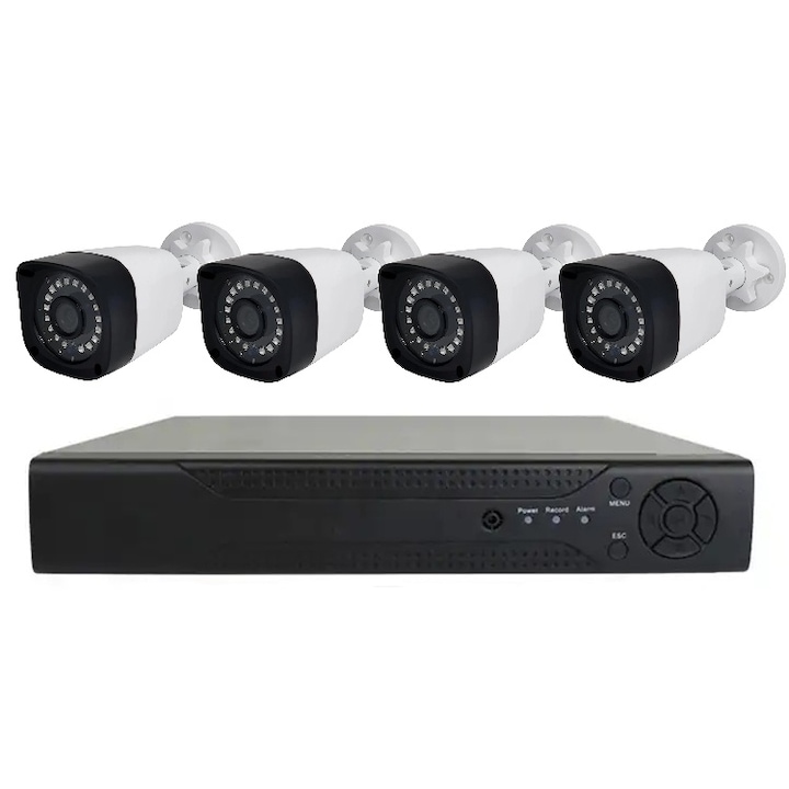 Kit supraveghere Dahua 2 camere 5MP IR 80m Lentila 3.6mm, DVR 4 canale 4K 8MP, accesorii pentru montaj + Autocolant Rovision