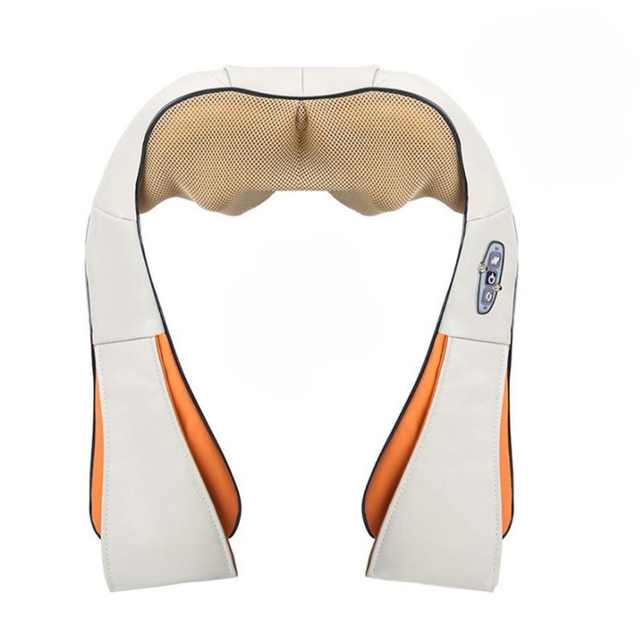 Aparat Profesional pentru masaj King Relax, cervical, spate, lombara, abdomen si picioare, Shiatsu, 4 puncte de masaj, gri