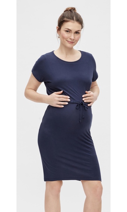 Дамска дълга рокля Mamalicious, 5001, Ежедневна, Синтетична, Тъмносин