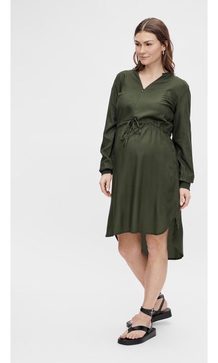 Дамска дълга рокля Mamalicious, 5257, Ежедневна, Вискоза, Зелен