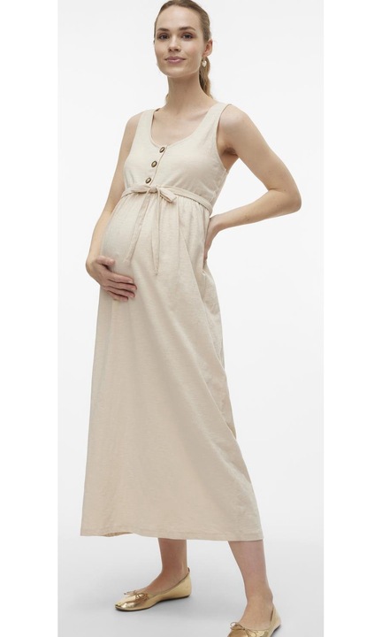 Памучна рокля 2в1 за бременност и кърмене, Cлонова кост