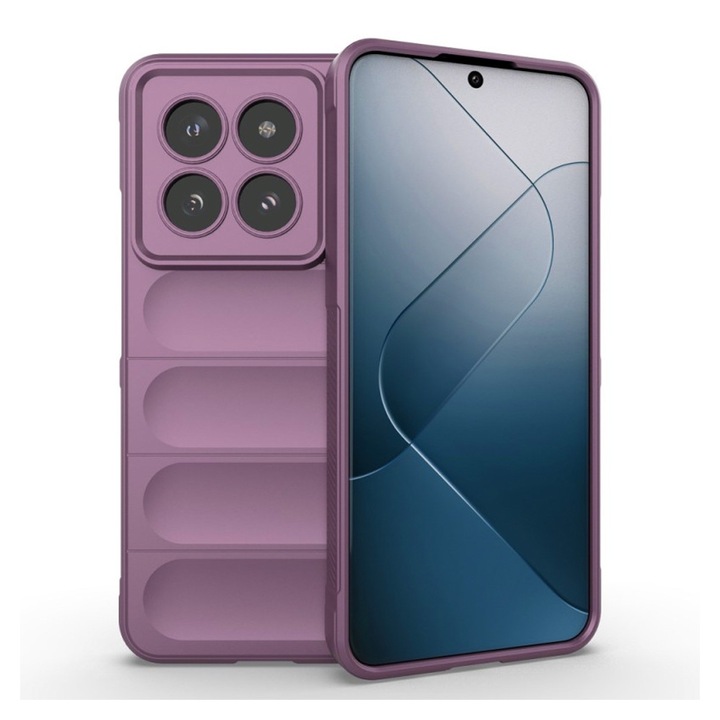 Калъф с микрофибър за Xiaomi 15 Pro, Optim Solution, Военна устойчивост, Защита от пръстови отпечатъци, Гъвкав TPU, Ергономичен дизайн, Силикон, Лилав