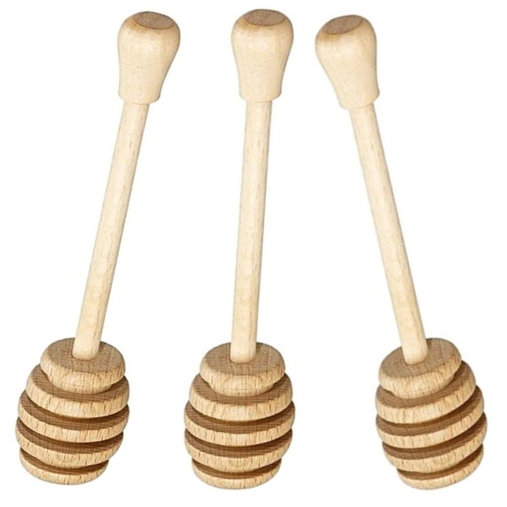 Set 3 linguri pentru miere, Syamag, din lemn, 17 cm