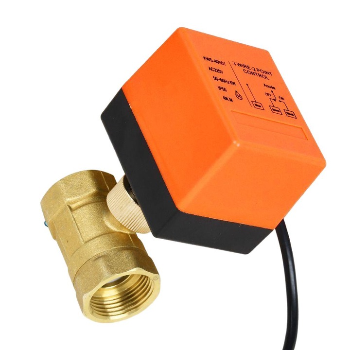 Електрически сферичен кран QttvbTna, месинг, DN25, 2 пътя, 3 проводника, AC 220V, 1'' вътрешна резба