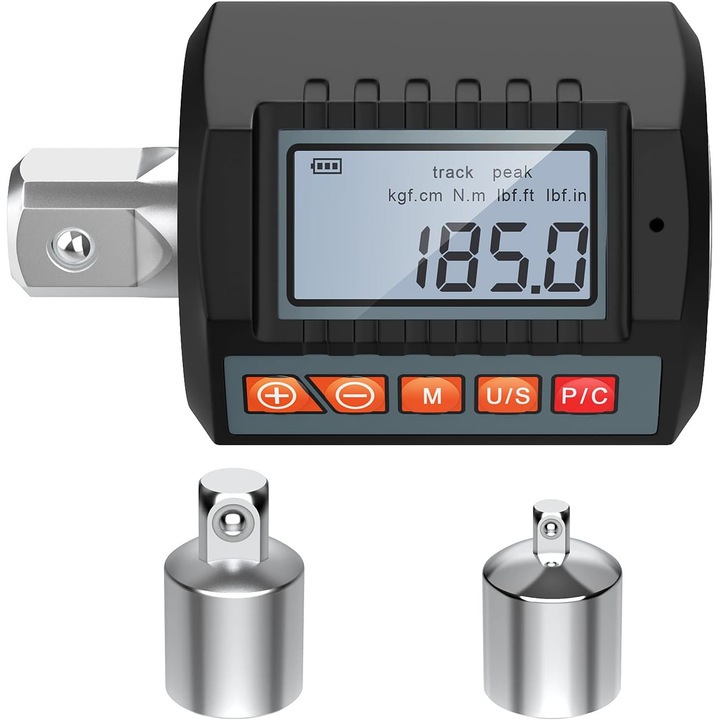 Set adaptori cuplu digital QttvbTna ANC-200, 6-200N.m, alarma presetare, ecran LCD, include 1/4 si 3/8 adaptoare