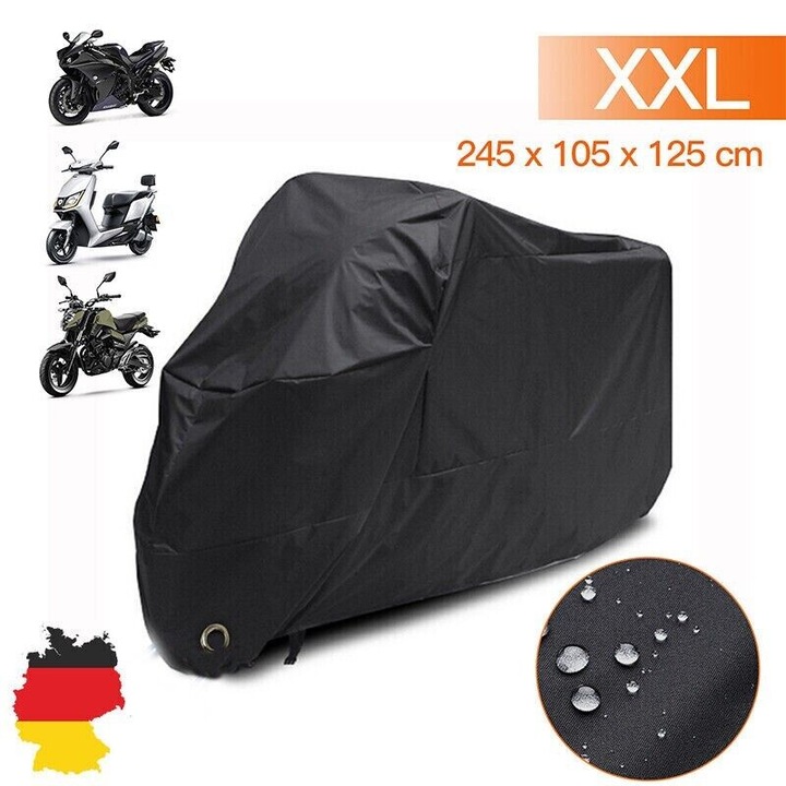 Husa pentru motocicleta AMRINUGL, impermeabila, negru, 2x3m