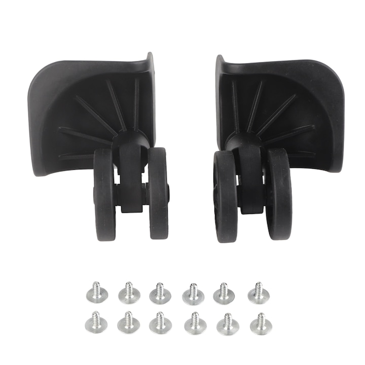 Комплект от 2 резервни колела за куфар, Найлон, Лесни за инсталиране, Височина 9,5 см, Черни