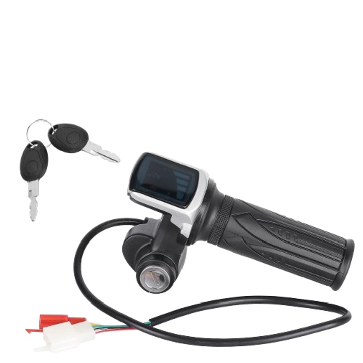 Ръкохватка за газ за електрически велосипед QttvbTna, с LED дигитален дисплей, 60V, комплект с 2 ключа