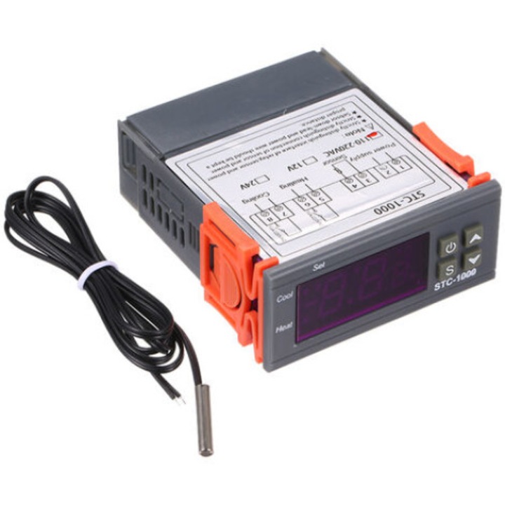 Цифров терморегулатор STC-1000, QttvbTna, LED, -50-99C, със сензор, 110-220VAC