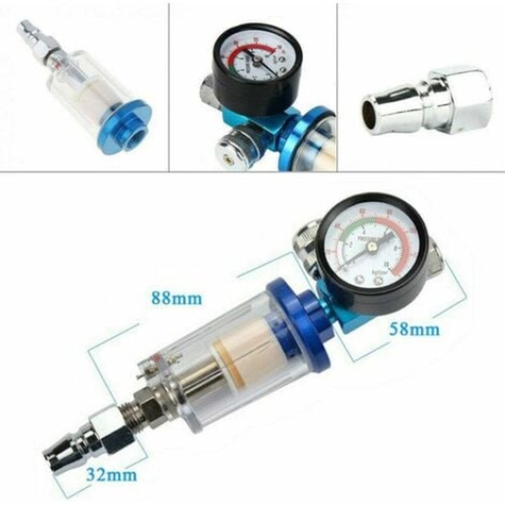 Regulator presiune aer si filtru apa QttvbTna, albastru, 150mm