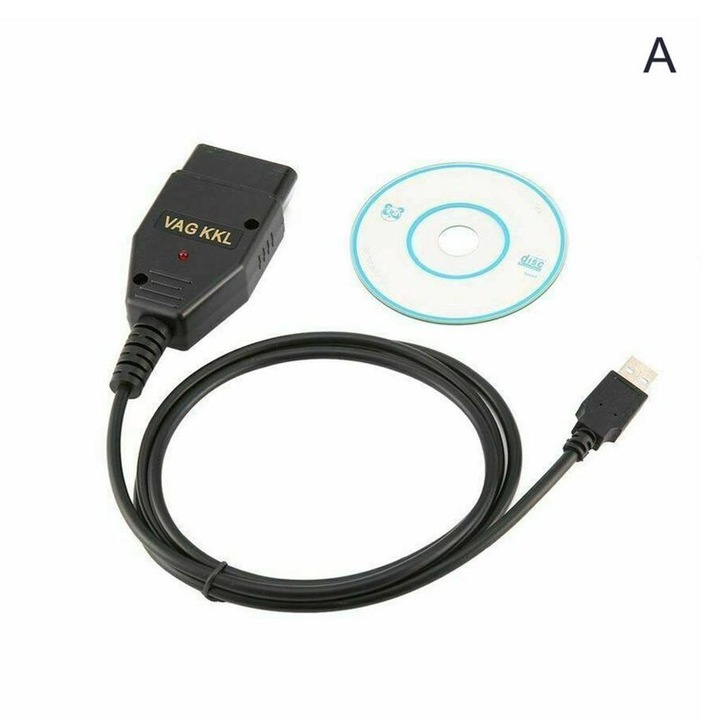 QttvbTna KKL VAG-COM 409.1 autódiagnosztikai eszközkészlet, USB OBD2 interfész, kompatibilis Audi/VW, kábel 1,5 m