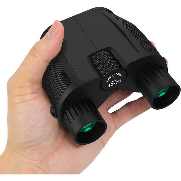 Бинокъл QttvbTna, 12x25, компактен, черен