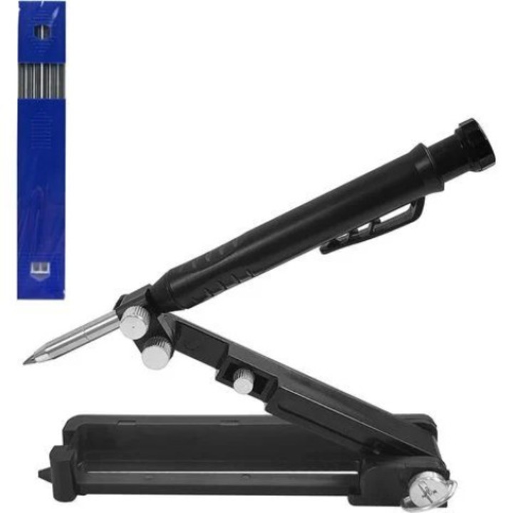 Многофункционален инструмент за писане, QttvbTna, 6 пълнителя, черен