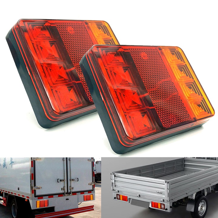 LED hátsó lámpa szett, QttvbTna, többfunkciós, vízálló IP65, sárga/piros, 120x95x2cm, 2 db