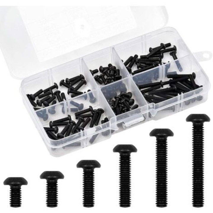 120 db QttvbTna csavarkészlet, szénacél, 6 méret, 4,92x2,55x0,86 hüvelyk