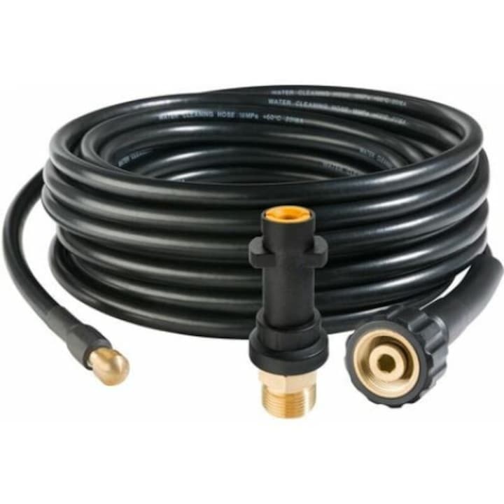 Маркуч за почистване на канализационни тръби, QttvbTna, пластмаса, съвместим с водоструйка Karcher, 10 м