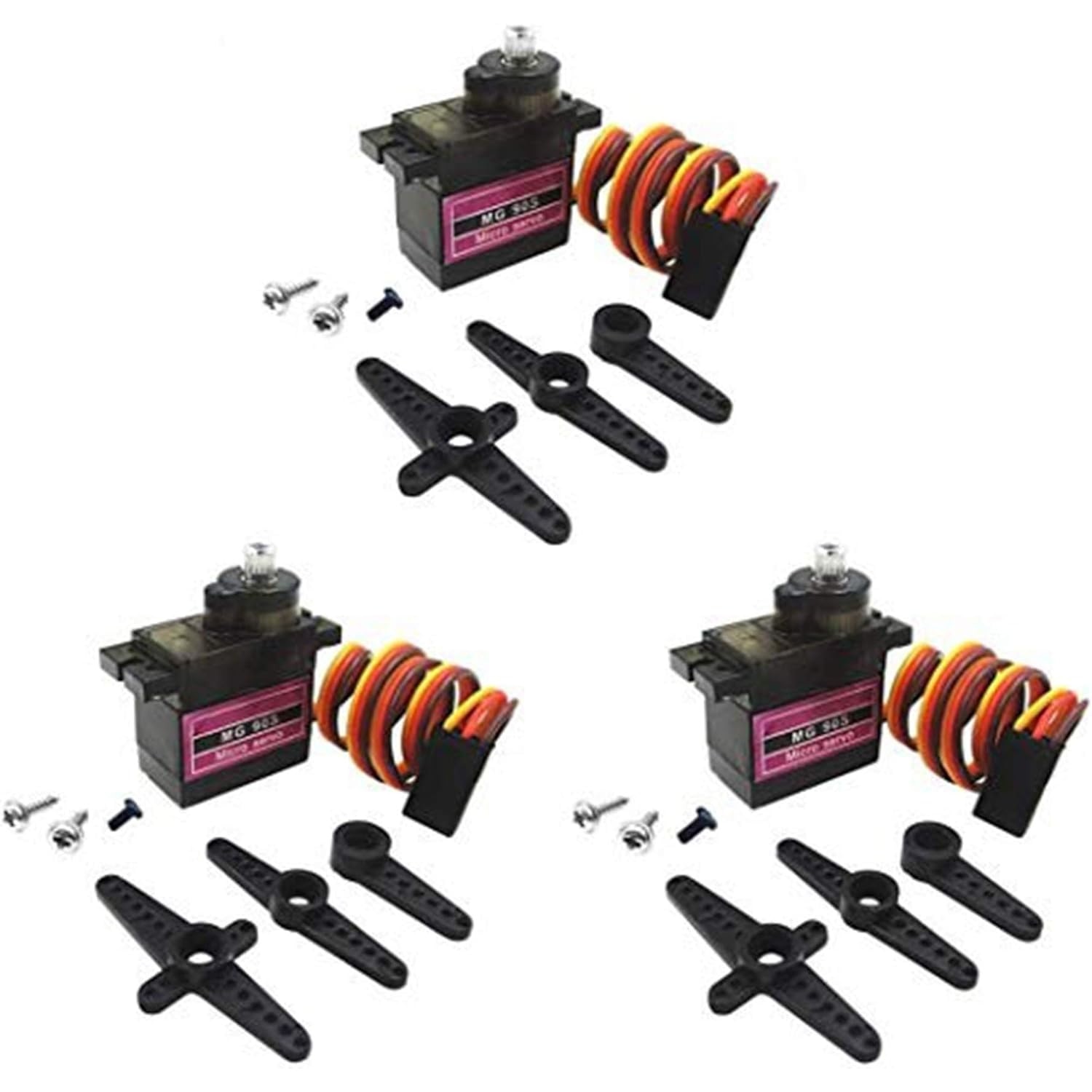 Set 3 motoare micro servo MG90S, QttvbTna, aluminiu si angrenaje