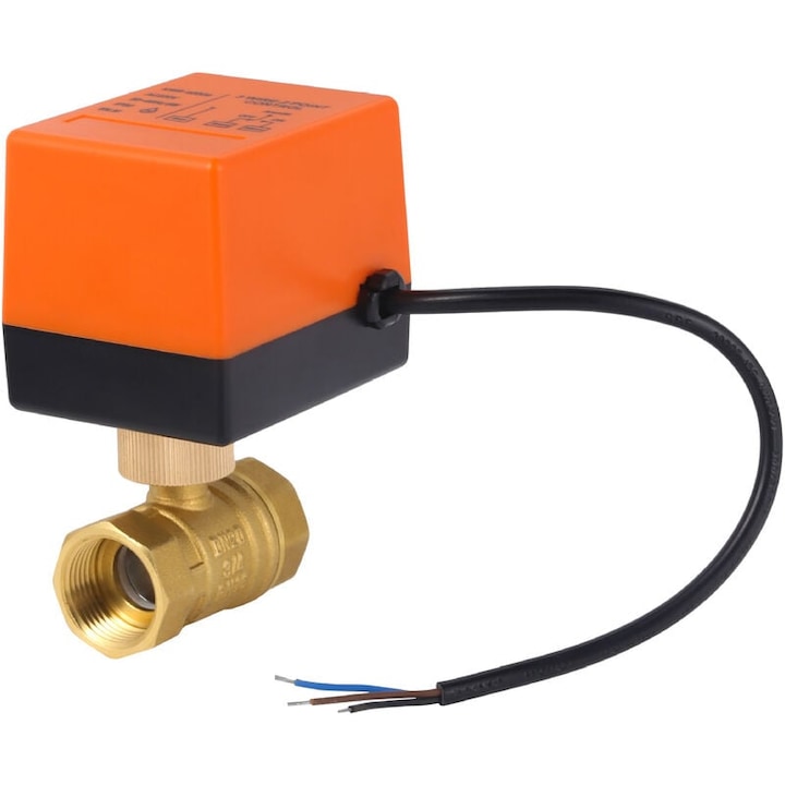 QttvbTna motoros golyóscsap készlet, AC 220V G3/4" DN20, sárgaréz, alacsony zajszint, klímarendszerekhez és beépítésekhez.