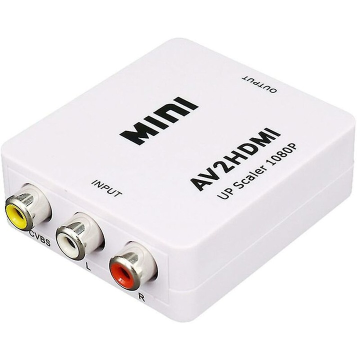 Конвертор QttvbTna, RCA към HDMI AV, 1080P, Черен