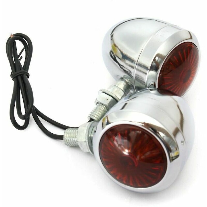 2 db 12V-os jelzőlámpa készlet, Harley motorkerékpárhoz, króm, 10w, 21cm