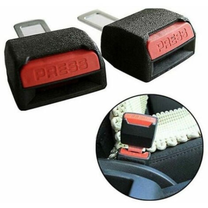 2 db autós biztonsági öv hosszabbító kapocs készlet QttvbTna, fekete műanyag, 9x5x3cm