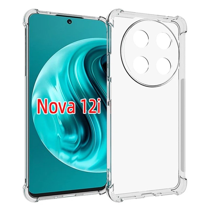 Кейс за Huawei nova 12i, Techsuit Shockproof Clear Silicone, Clear