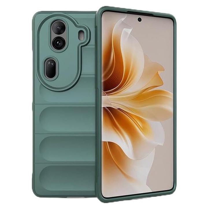 Oppo Reno 11 Pro DaDen® Magic Shield tok, ütésálló, mikroszálas belső, TPU, zöld