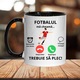 Cana personalizata - Fotbalul ma cheama, trebuie sa plec! negru interior, 330 ml