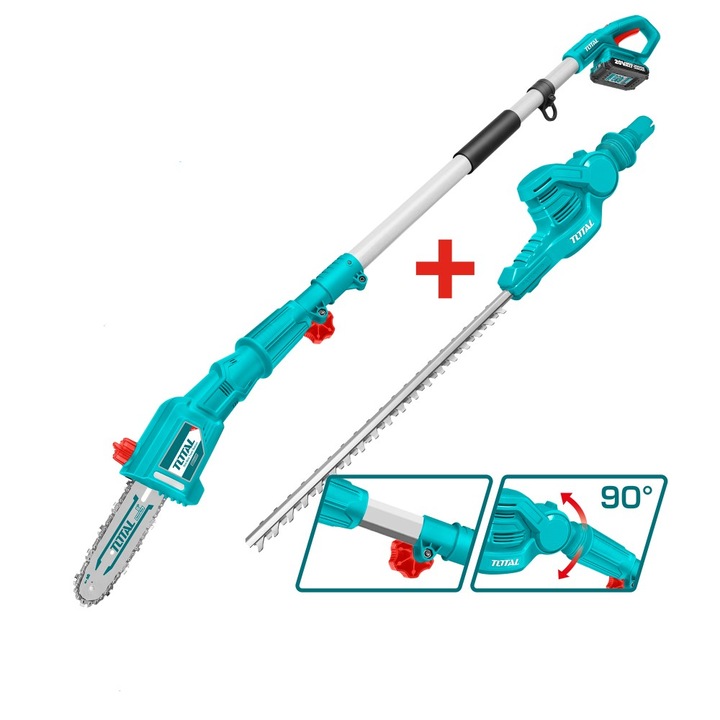 Total Industrial 20V / 2Ah akkumulátoros teleszkópos fűrész és bozótvágó készlet