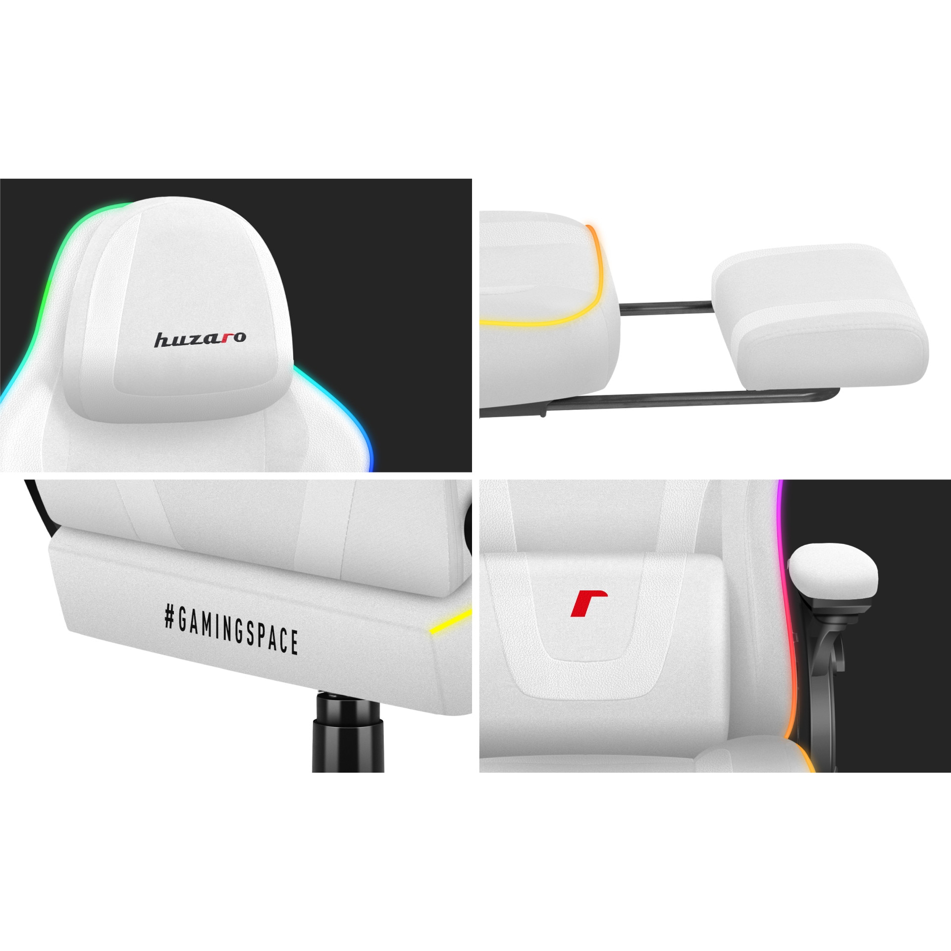 Huzaro Force 4.6 Fekete Rgb Smart Gaming Szék, Szövet, Lábtartó, Led