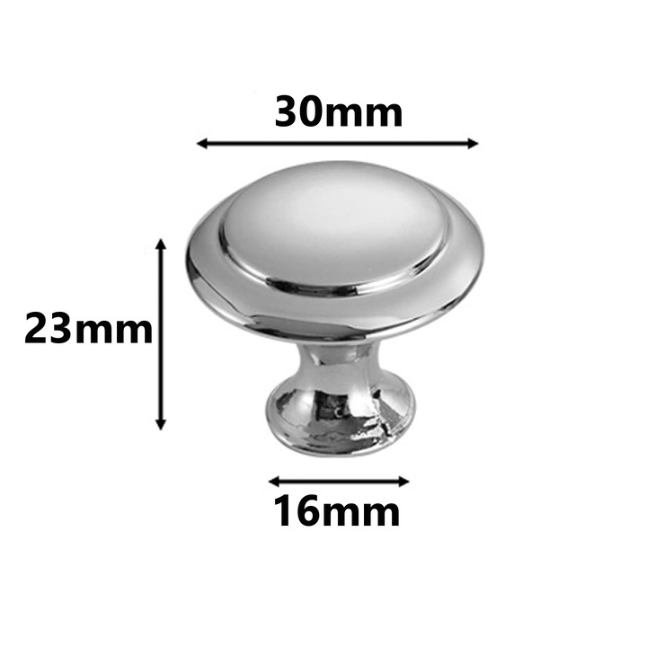 Set 10 manere mobila, Darklove, Diametru 30mm, Suruburi de Fixare Incluse, Baza din aliaj de zinc, Usor de Montat, Rotund, Pentru bucatarie dormitor dulapuri sertare, Argintiu