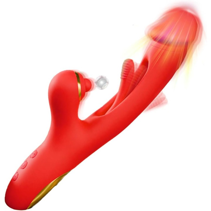 Ergonomikus hüvelyi vibrátor, 7 vibrációs funkció, szilikon, 250mx80mmx42mm, piros