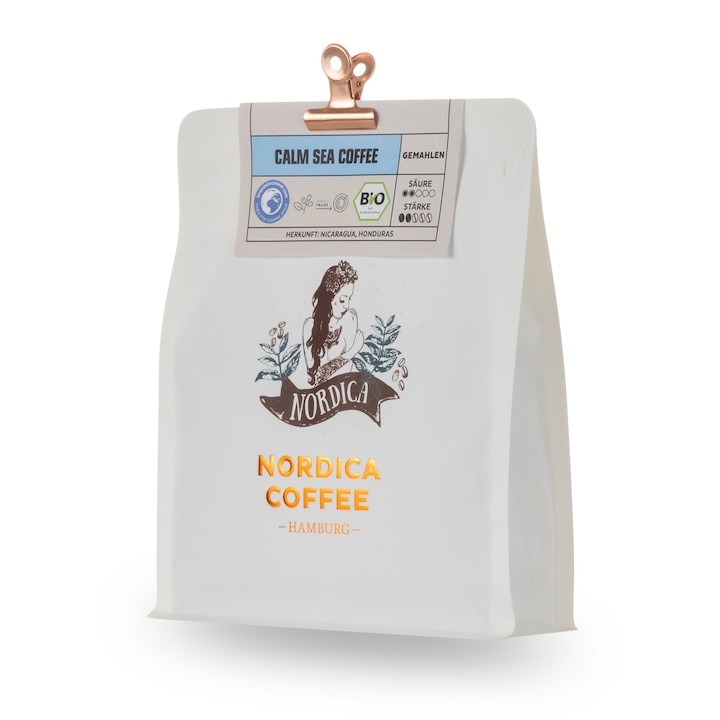 Cafea macinata Nordica Coffee, BIO, CALM SEA COFFEE MILD, 80% Arabica, 20% Robusta, 250g, 08M-2225-3225, RO-ECO-026