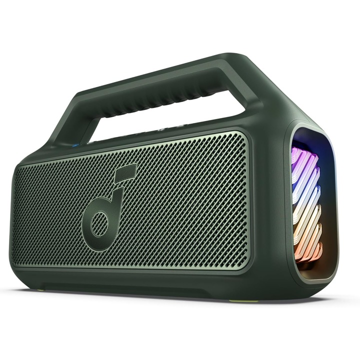 Преносима тонколона Anker Soundcore Boom 2, 80W, BassUp 2.0, IPX7, RGB светлини, Bluetooth 5.3, Зелен
