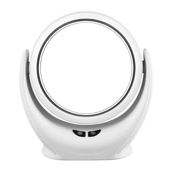 JESWO kozmetikai tükör, LED megvilágítású, ventilátorral, 360°-ban elforgatható, fehér, 22x20,5cm