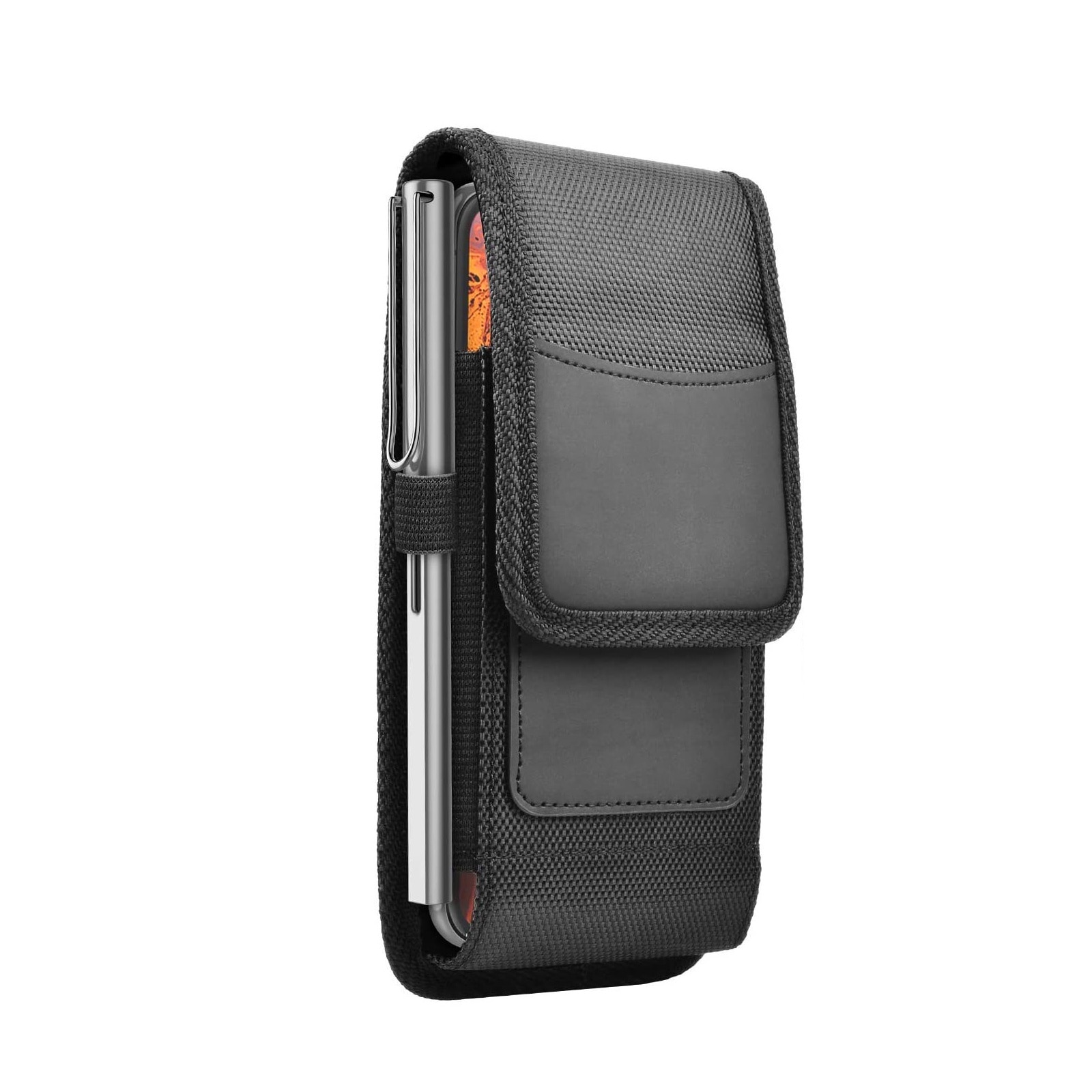 Husa Telefon, SINBINTA, Vertical, Captuseala interioara respirabila, Cu carabinier, Design cu slot pentru card si bucla pentru stilou, Optiune ideala pentru calatorii, drumetii, ciclism, Panza Oxford, 17.5 x 10 x 2.5 cm, Negru