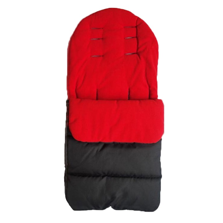 Зимно чувалче за количка Чувалче с цип Водоустойчиво Ветроустойчиво Универсален размер Червен